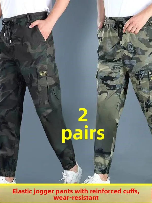 

Men's Camouflage Work Trousers Spring Summer Thiened Wear-resistant Loose Cuffed High Waist Work Long Trousers Labor Protec...