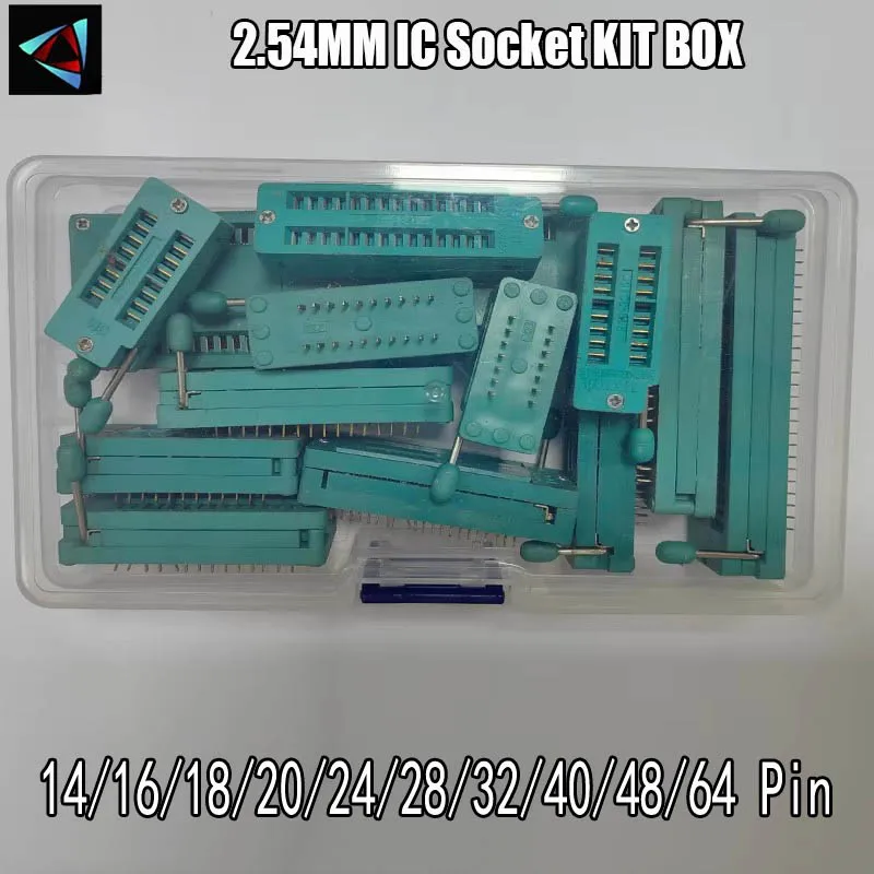 10pcs/lot 14 16 18 20 24 28 32 40 48 64P Pin 2.54 MM Green DIP Universal ZIF IC Socket Test Solder Type IC lock seat zif socket