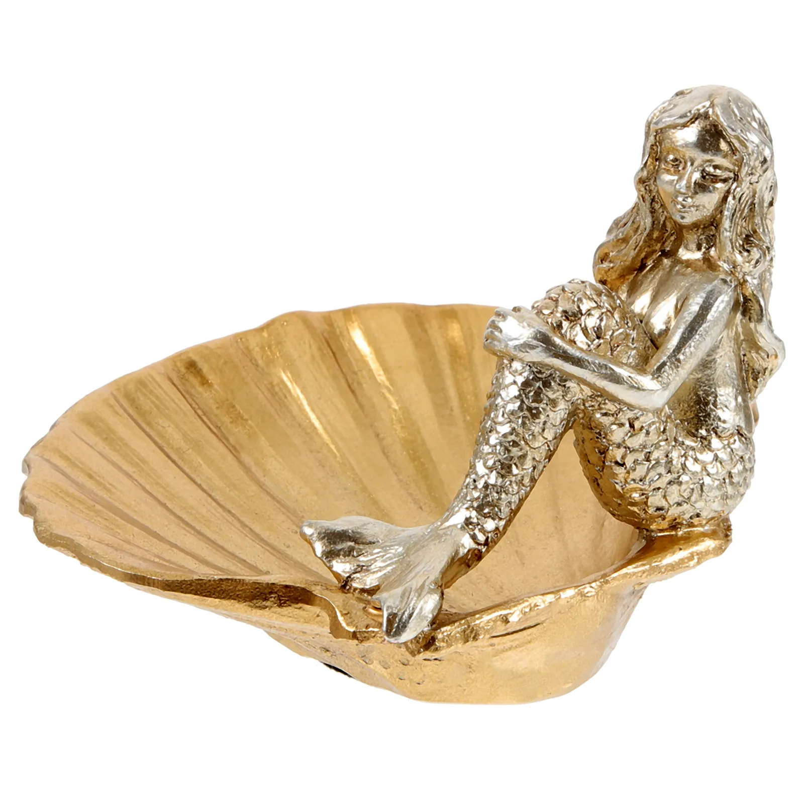 Jewelry Tray Mermaid Seashell Resin Dish Durable Display Holder for Rings Necklaces Bedroom Bathroom Decoration Gift
