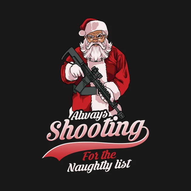 Funny Santa Claus Shooter Gun Christmas Gift T-Shirt New 100% Cotton O-Neck Summer Short Sleeve Casual Mens T-shirt Size S-3XL