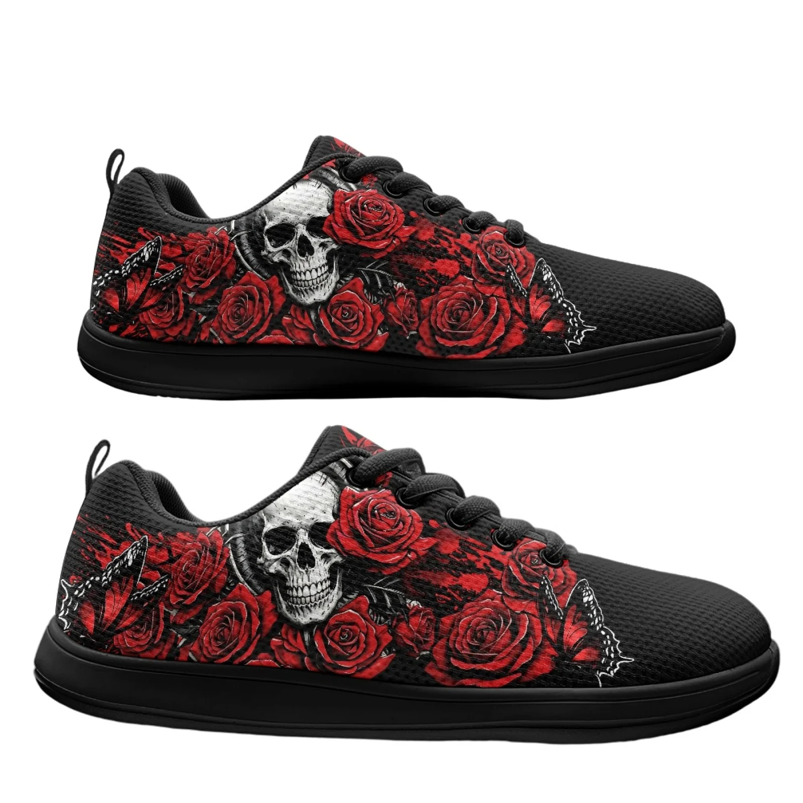 PENSTROLL Skull Red Rose Non-Slip Barefoot Sneakers Barefoot Shoes for Hiking Durable Wide Width Comfort Shoes