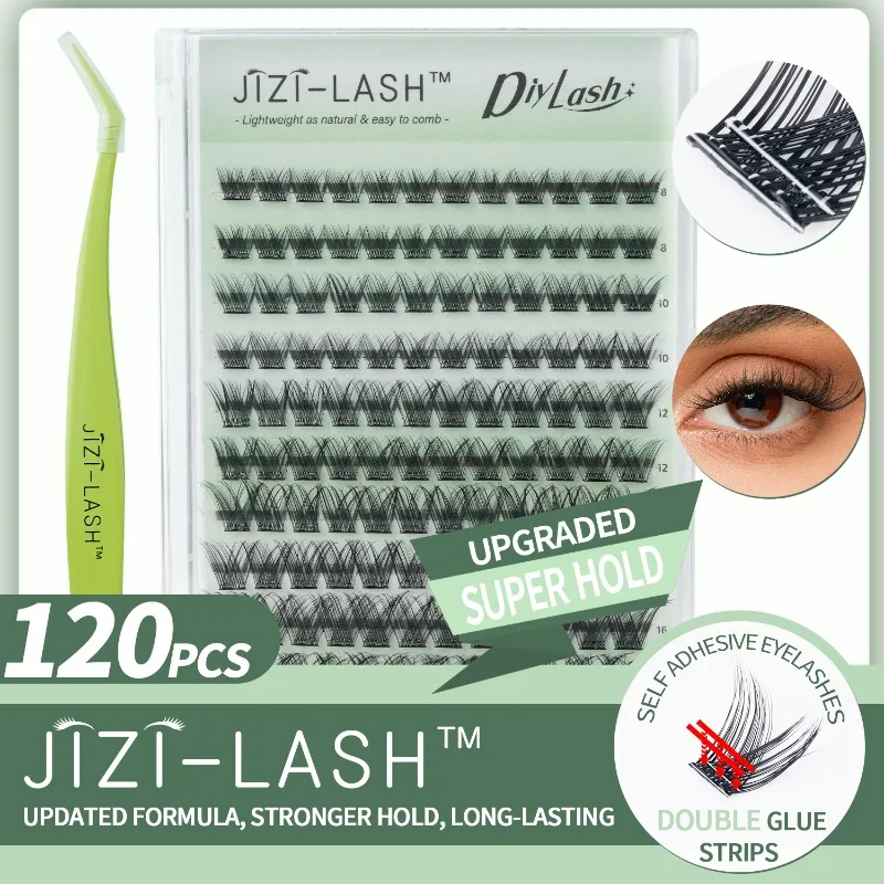 

JIZI-LASH 120pcs Handmade DIY Eyelashes Cluster 2 Self-adhesive False Eyelashes Individual Lash Bunches Makeup Tool Accessories