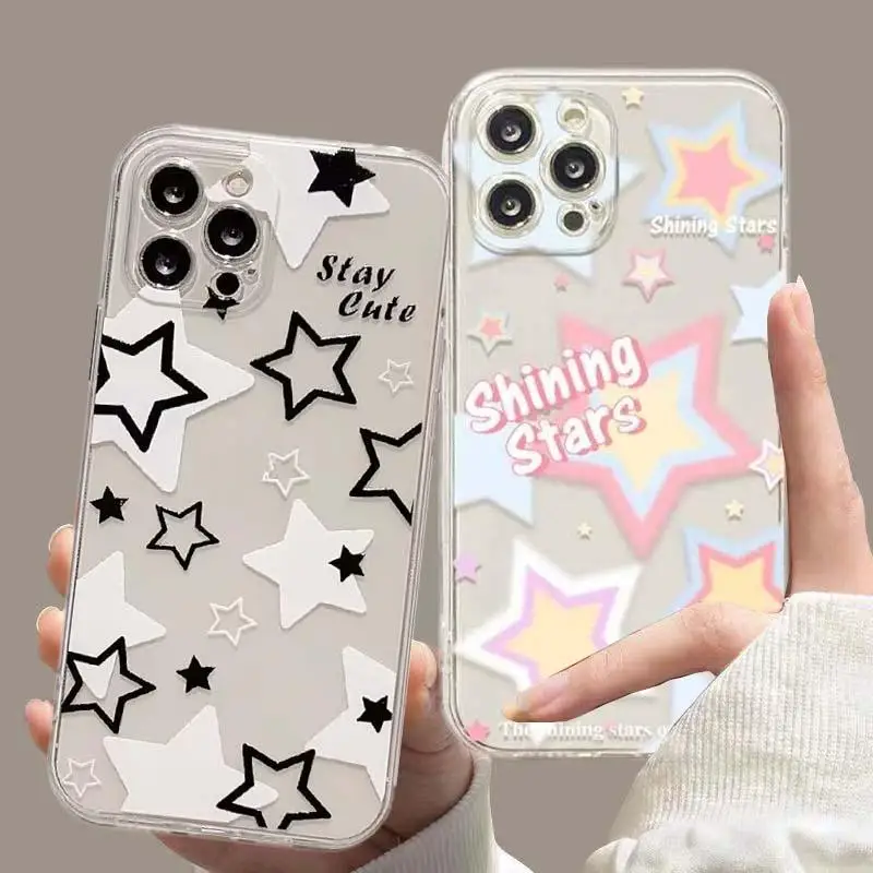 Case For Samsung Galaxy S22 Ultra S21 FE S20 Plus A50 A30 A20S A22 A23 M23 A05S A02 A71 A13 Cover Cute Soft Clear Stars