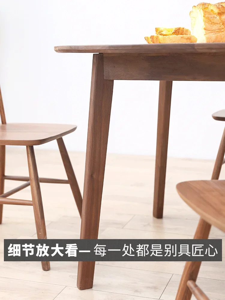 

Customized North American black walnut round dining table Nordic furniture log round table size household