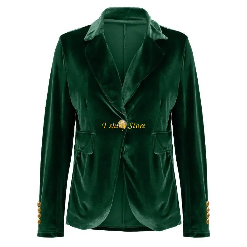 N58F Flannel Suit For Women Casual Open Front Long Sleeve Jackets Work Business Suit Coat