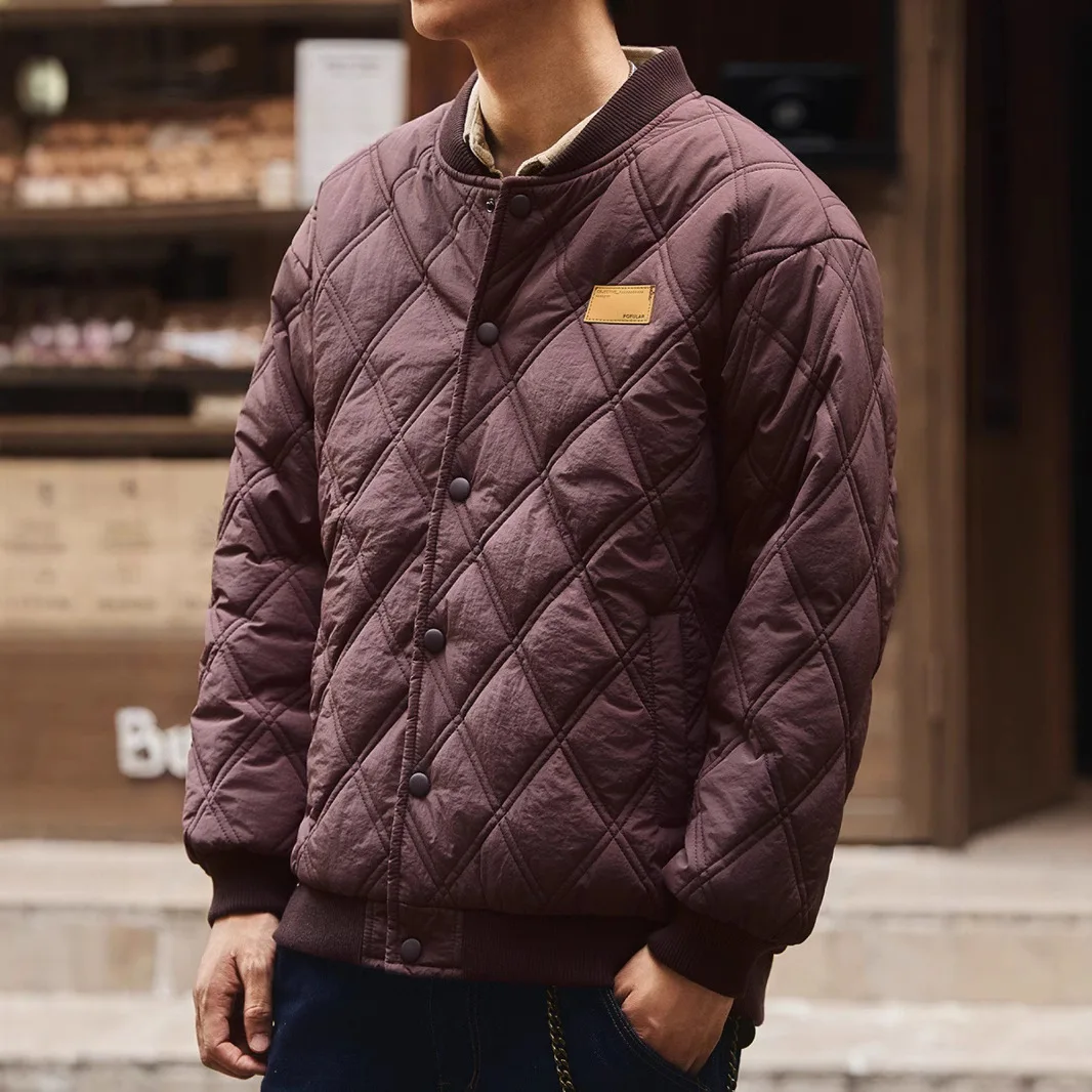 American Style Men Solid Color Purple Black Grey Green Casual Trendy Simple Basic Daily Breasted Long Sleeve Parkas Clothes Coat