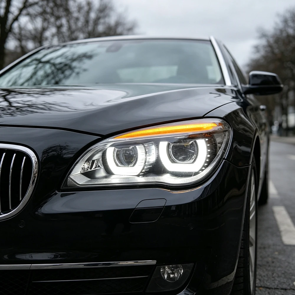 LED Headlight Assembly For BMW 7‑Series F01 F02 2009‑2015 Upgrade Projector Lens Dual Color DRL Turn Signal Plug & Play