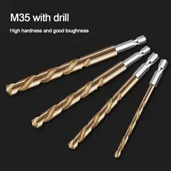 HSS High Speed Steel 1/4 Hex Shank Twist Drill Bit Titanium-plated Special Stainless Steel Metal Iron Straight Handle Drill
