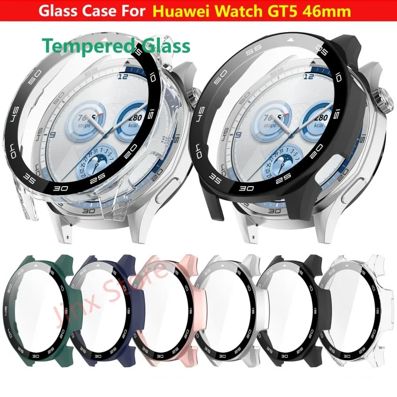 Tempered Glass Case For Huawei Watch GT5 46MM Smart Watch Strap Bezel Protective Bumper Screen Protector Film Shell GT 5