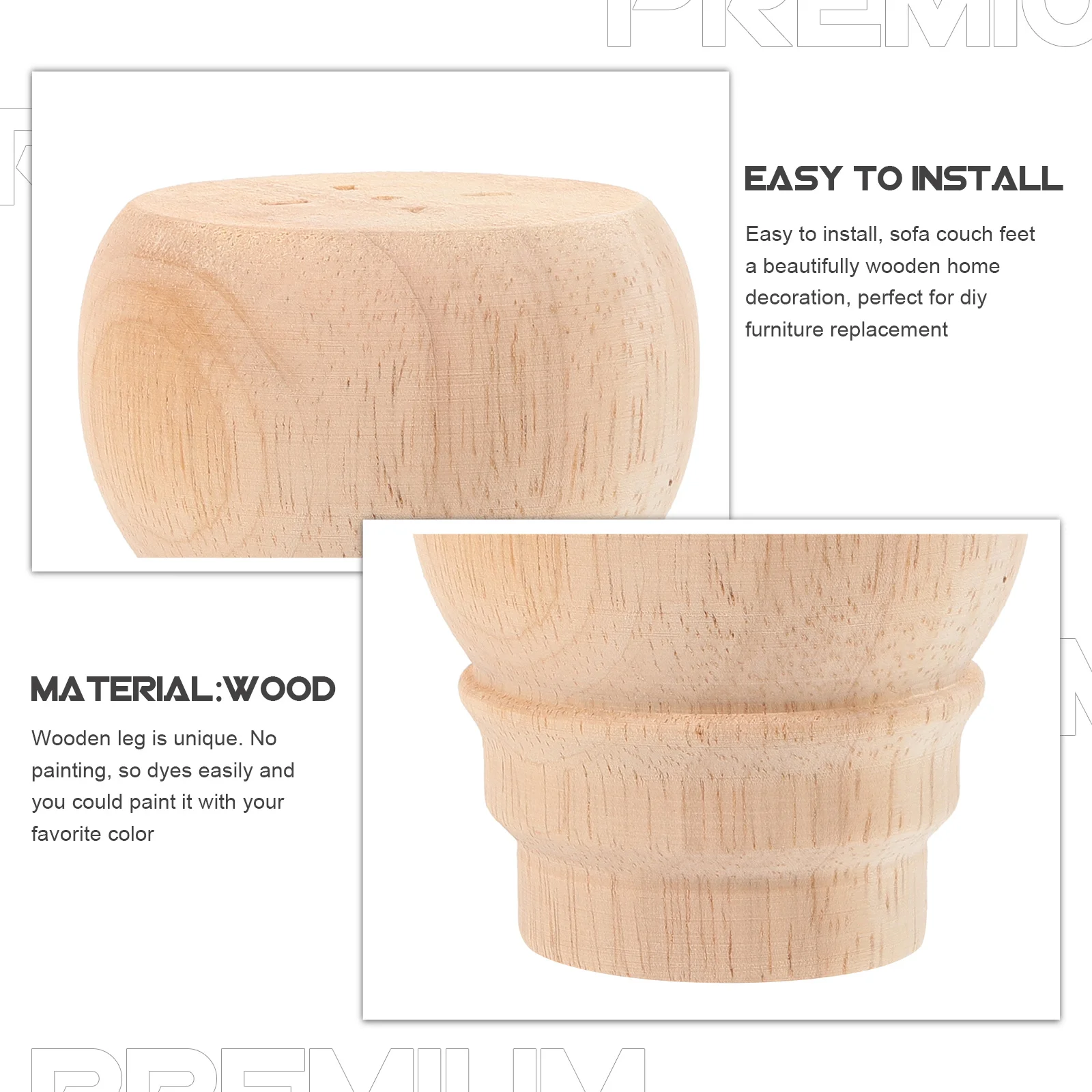 

Solid Wood Furniture Legs Unfinished Sofa Couch Feet Durable Support Cabinet Feet DIY Painting Couch Legs Table Riser
