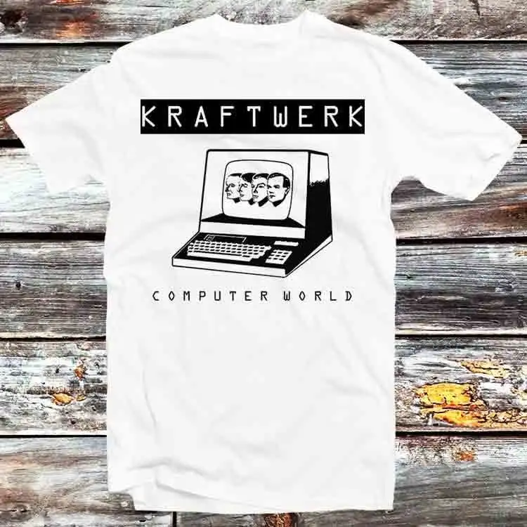 Kraftwerk Promo Release Computer World Vinyl Label T Shirt Vintage Retro Cool Cartoon Anime Top B459