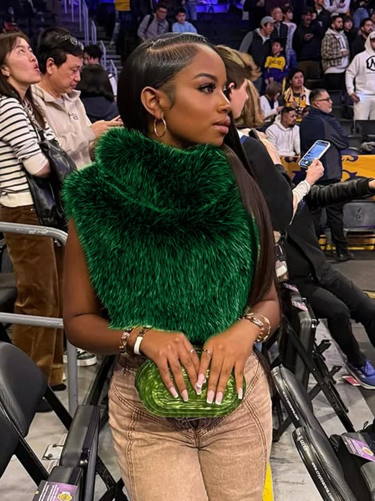 Sexy Furry Turtleneck Sleeveless Jackets Women Warm Cut Out Casual Waistcoat 2025 Fall Winter Harajuku Elegant Y2K Clothes 5 Sexy Furry Turtleneck Sleeveless Jackets Women Warm Cut Out Casual Waistcoat 2025 Fall Winter Harajuku Elegant Y2K Clothes 5