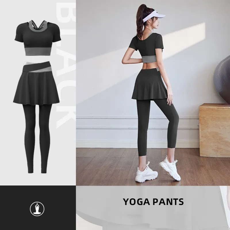 2 Piece Set Seamless Yoga Skirt Suit Women Sports Fitness Wear Gym Sports Workout Running Female Leggings Suit