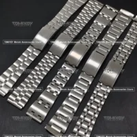 Vintage All Brush Silver correa de reloj de acero inoxidable pulsera plateada apta para reloj Seiko 6139 6138