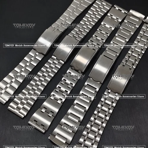 Vintage All Brush Silver correa de reloj de acero inoxidable pulsera plateada apta para reloj Seiko 6139 6138