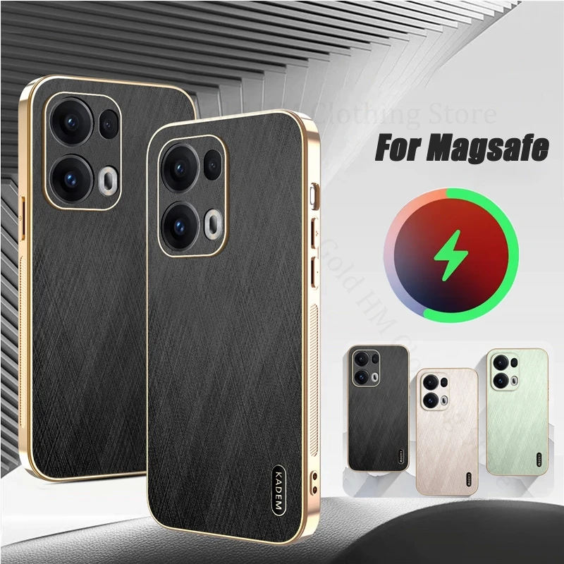 

Gold Silk Plating Leather Phone Case For OPPO Find X9 Pro Electroplated Tough For Magsafe Cover Find X8 Pro X7 Ultra X9 X8S Plus