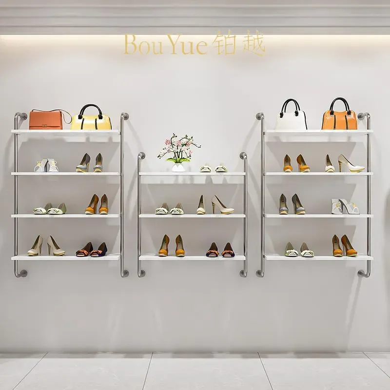 for Stainless Steel Wall Mounted Shoe Rack Multi Layer Shelf for Clothing Store Bag Display Luxury Upper Wall Storage Unit