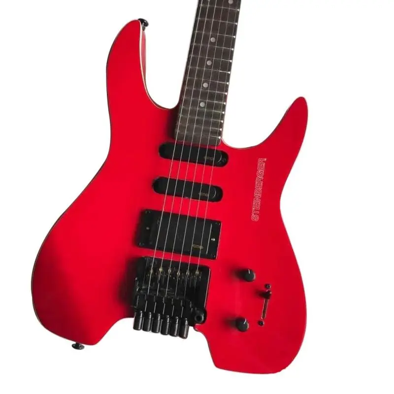 Headless  Guitar Red Colors 6 Strings Steinberger Shaped Portable Metal MusicTravel Accept Custom Any Style