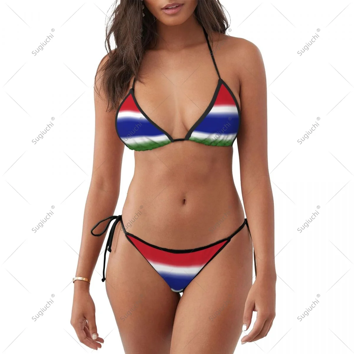Women Girls Bikini Gambia Flag Swimsuit Sets Three Point Beachwear Swimming Bathing Beach Party Suits Sexy Mujer