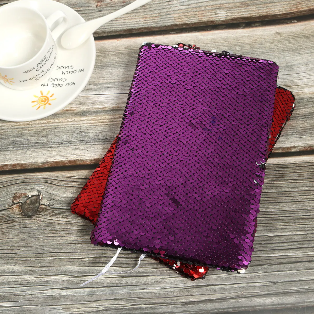 

Sequin Notebook Red Fashion Reversible Creative Planner Journal Notepad Stationery for School Office Daily Schedule Notes