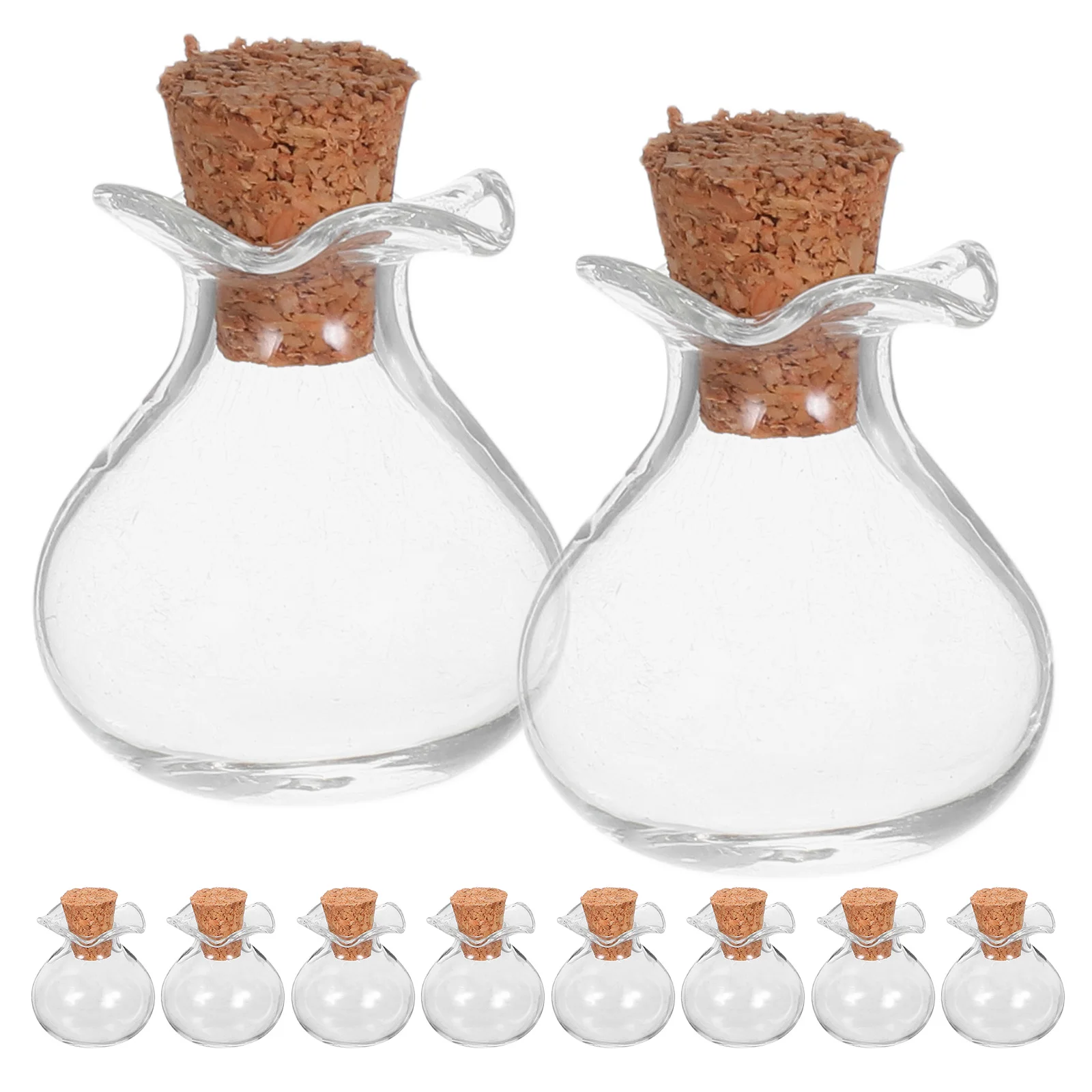

10pcs Mini Glass Bottles Wishing Cork Stoppers Compact Small Transparent Vials With Lid For Diy Crafts Jewelry Wedding Party