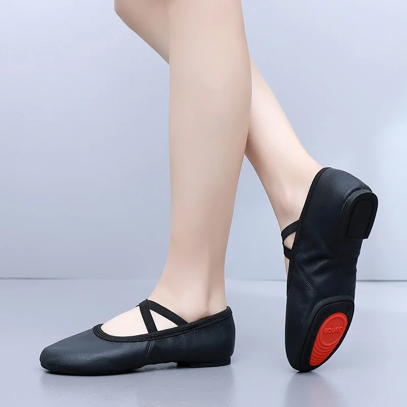 1 par/lote, zapatos de baile de cuero genuino a la moda para mujer, zapatos suaves de baile modernos para mujer