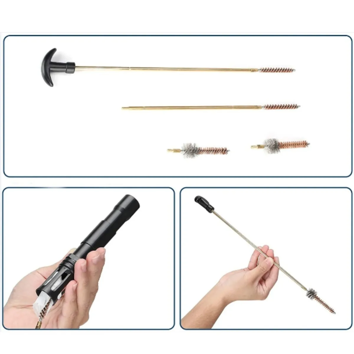 Copper Gun Barrel Brush Set Cleaning Gun Maintenance Tool Set For Glock G17 G19 22 34 43X 1911 AR15 AR10 M4 M16 AK47 Accessories