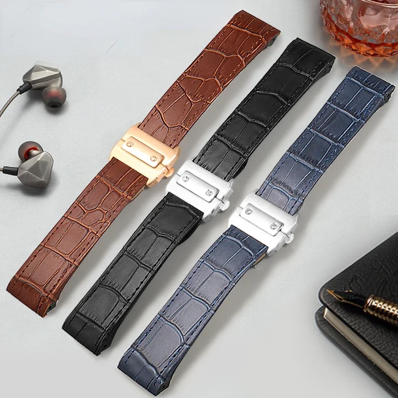 Genuine Leather Watch Strap for Cartier Sandoz Santos100 Waterproof Sweat-Proof Men Women Watchband Accessories 20 23mmWristband