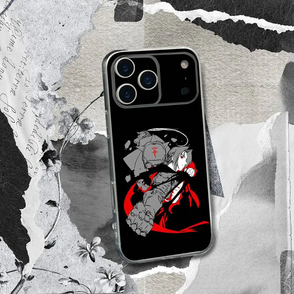 Anime FULLMETAL ALCHEMIST Handyhülle für iPhone 17,16,15,14,13,12,11 Pro,Max,Plus,X,XS,XR,SE4,E Mini Transparent Soft Cover