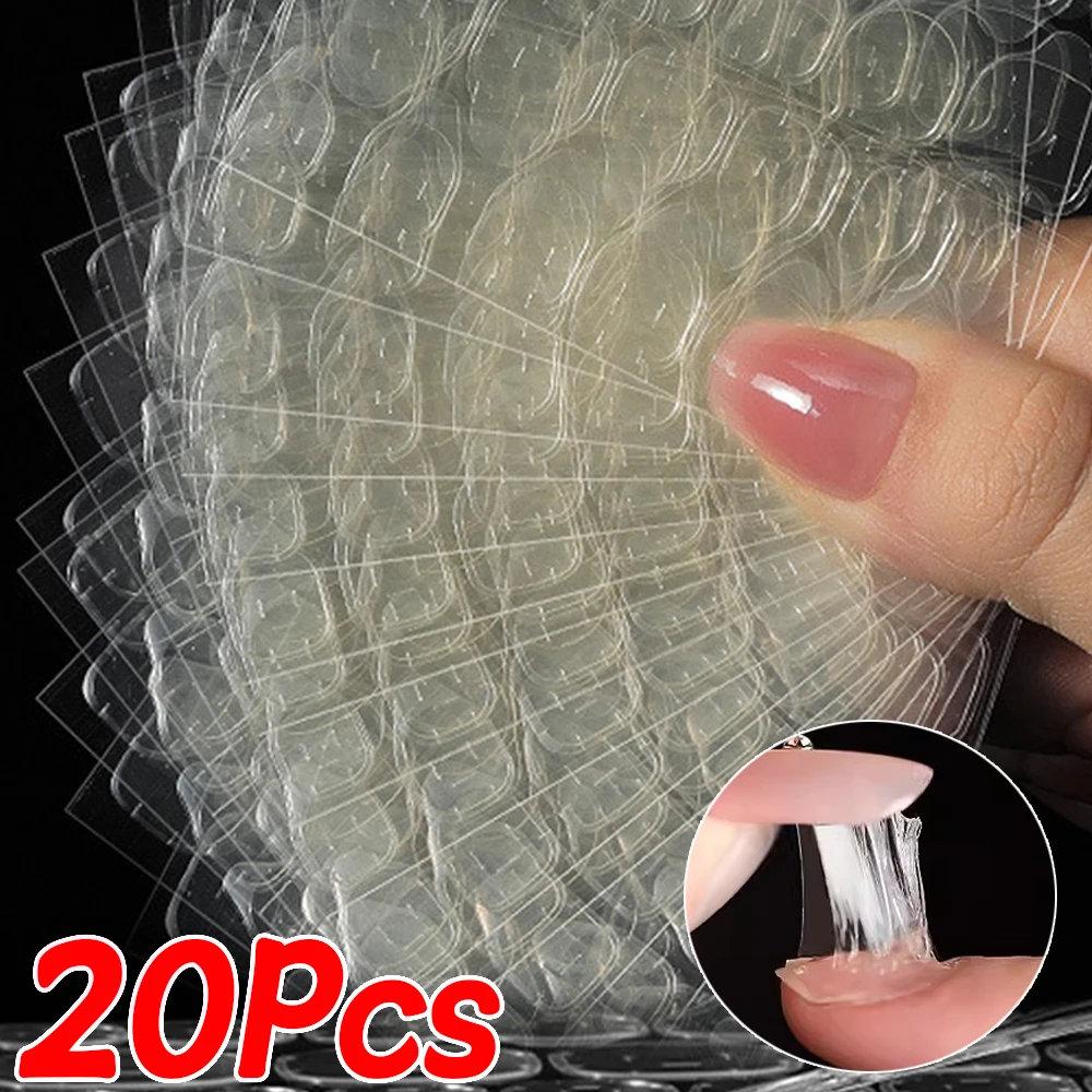 1-20Sheets Double Sided Glue Nail Sticker Adhesive Tabs Waterproof Breathable Fake Nail Glue Stickers Jelly False Nails Tips