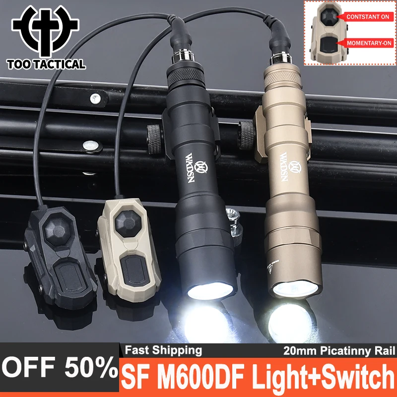 

WADSN Surefir M600DF 1400Lumens White LED Scout Flashlight High Power Spotlight Tactical AXON Switch Fit KEYMOD MLOK 20MM Rail