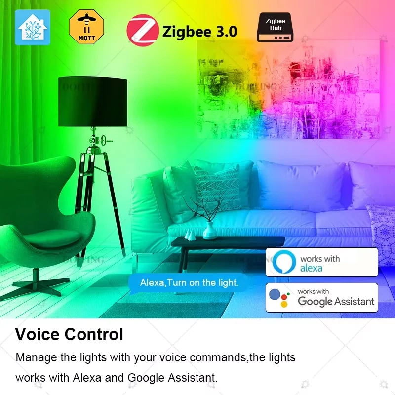 Zigbee 3.0 Smart Led Bulb 110V 220V E27 B22 Lamps RGBCW Works With Alexa Echo Plus Google Home Assistant APP Voice Control 2MQTT