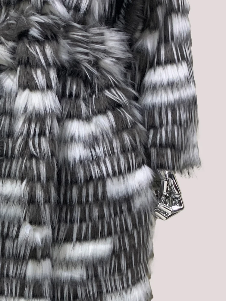 Nerazzurri Autumn Winter Long Thick Warm Colorful Multicolored Shaggy Faux Fox Fur Coat Women Sashes Luxury Furry Overcoat 2025