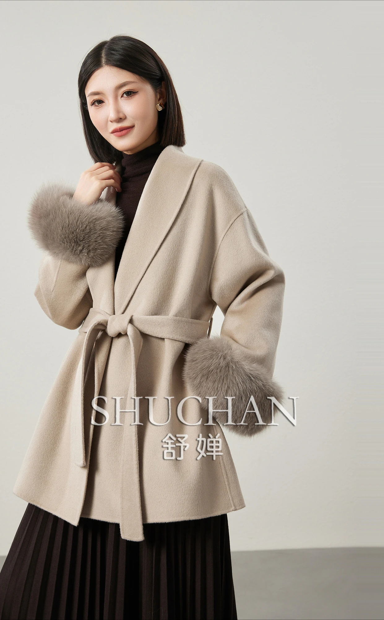 

High-count Wool Double-sided Fox Retro Jackets for Women Coats and Jackets Women Abrigos Mujer Invierno