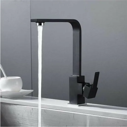 Mayaglory London Series Black Kitchen Sink Faucet Square Battery 100 Brass