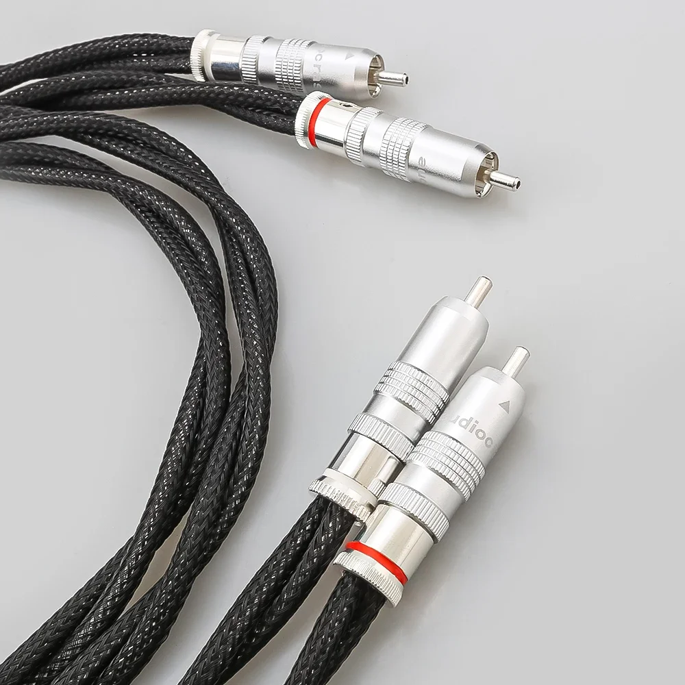 Hi-End 2Core Twist RCA Interconnect Cable, Silver Plated PEFT Phono RCA Cable Pair HIFI Audio