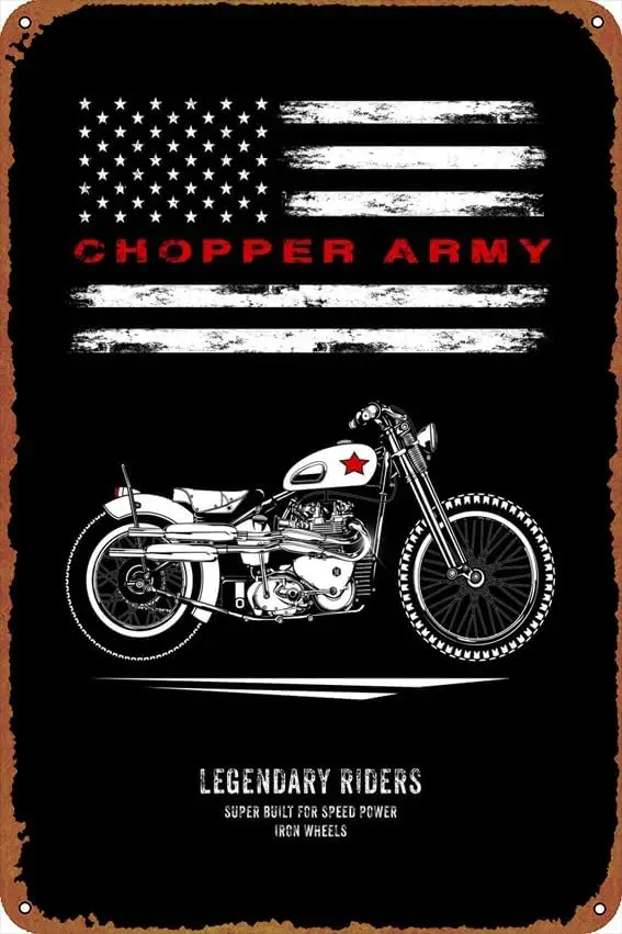 Army motorcycle Self-Improvement Posters Vintage Tin Sign for Bar Office Home Wall Decor Gift Retro Metal Sign 12 X 8 inch  sign