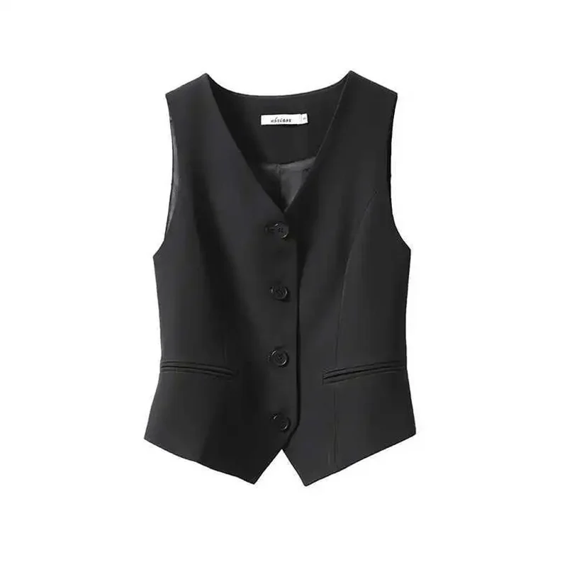 

Korean Cardigan Vest 2024 Women New High-end Casual Vest, Suit, Vest, Commuting Vest, Slim Fitting Collarless Short Vest Female