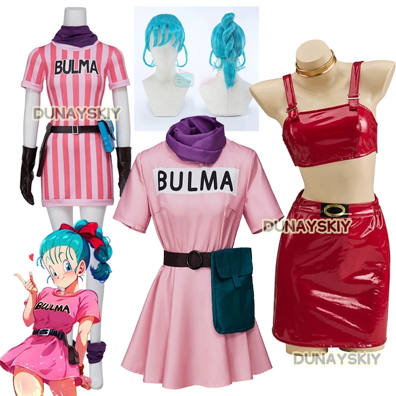 3 style Bulma Costume Cosplay AnimeTV Role-playing Uniform PINK Women's Dress 2025Halloween Christmas Show Costumes