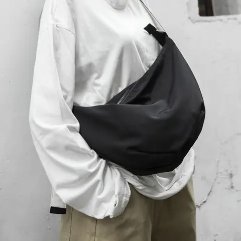 Bolso cruzado Hobo de nailon informal para mujer y hombre, bolso de hombro con cremallera, impermeable, ligero, Oxford, media luna, uso para IPad de 11 pulgadas