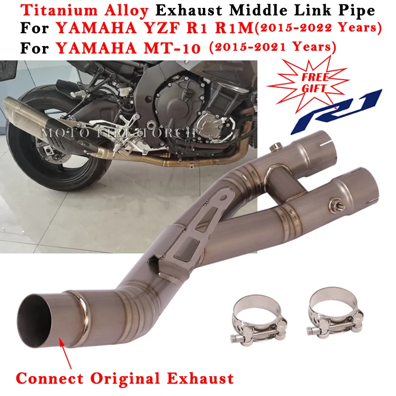 

Motorcycle Exhaust Escape Modified Mufflr Titanium Alloy Middle Link Pipe For YAMAHA YZF-R1 R1M MT-10 R1 MT10 2015 - 2021 2022