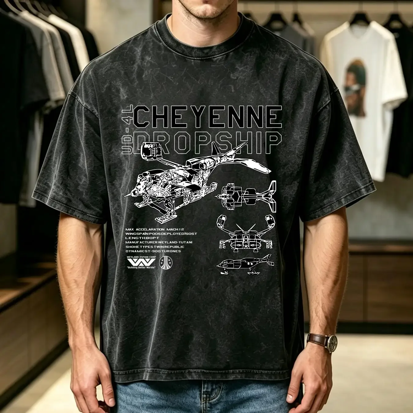 washed T Shirt UD 4L Cheyenne Dropship Schematic Adult long or short sleeves vintage Washed homme designer clothes Stylish