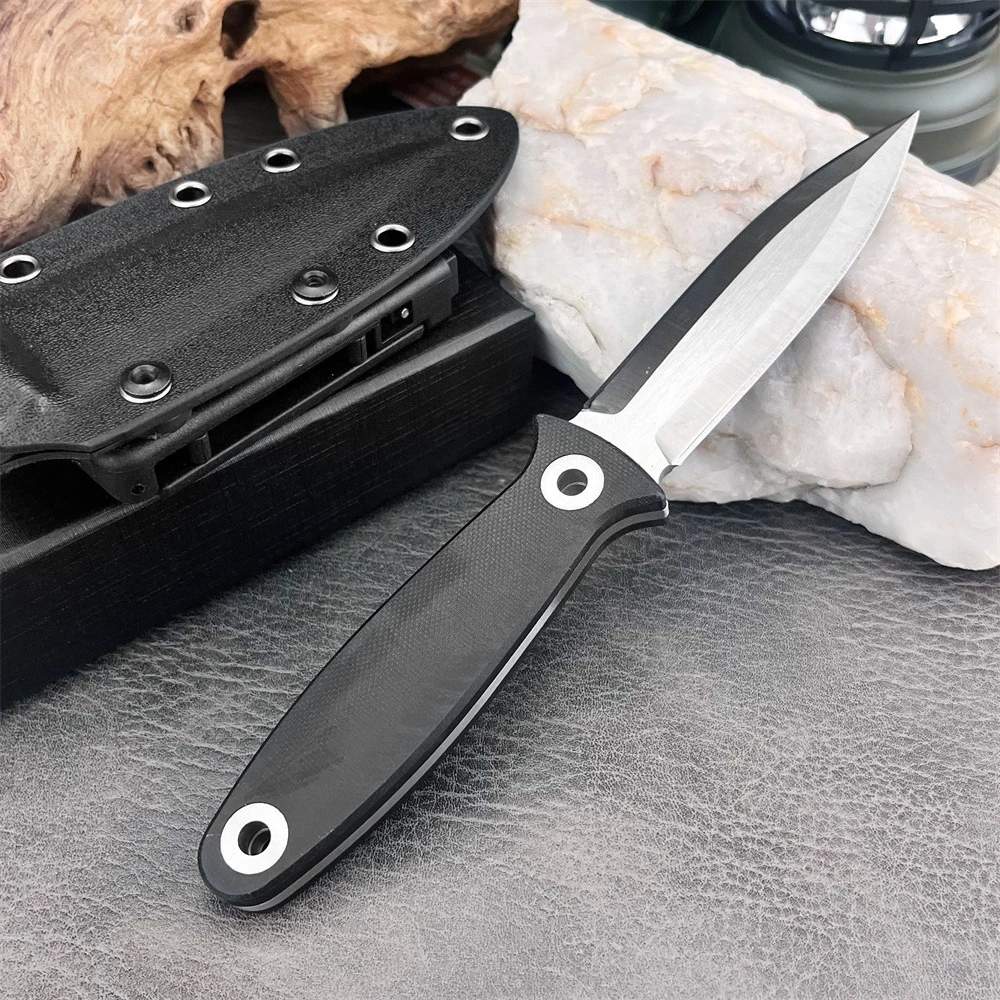 Compact Straight Handle Boot Style Knife D2 Steel Blade G10 Handle with Sheath, Reliable Companion Outdoor Activities Daily Use