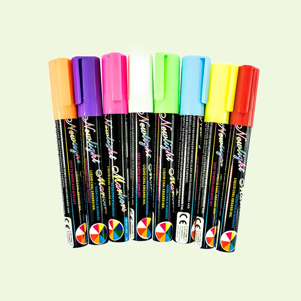 8pcs 8 Color Highlighter Fluorescent Liquid Chalk Marker DIY Neon Pen 6mm for LED Writing Board Advertising Board