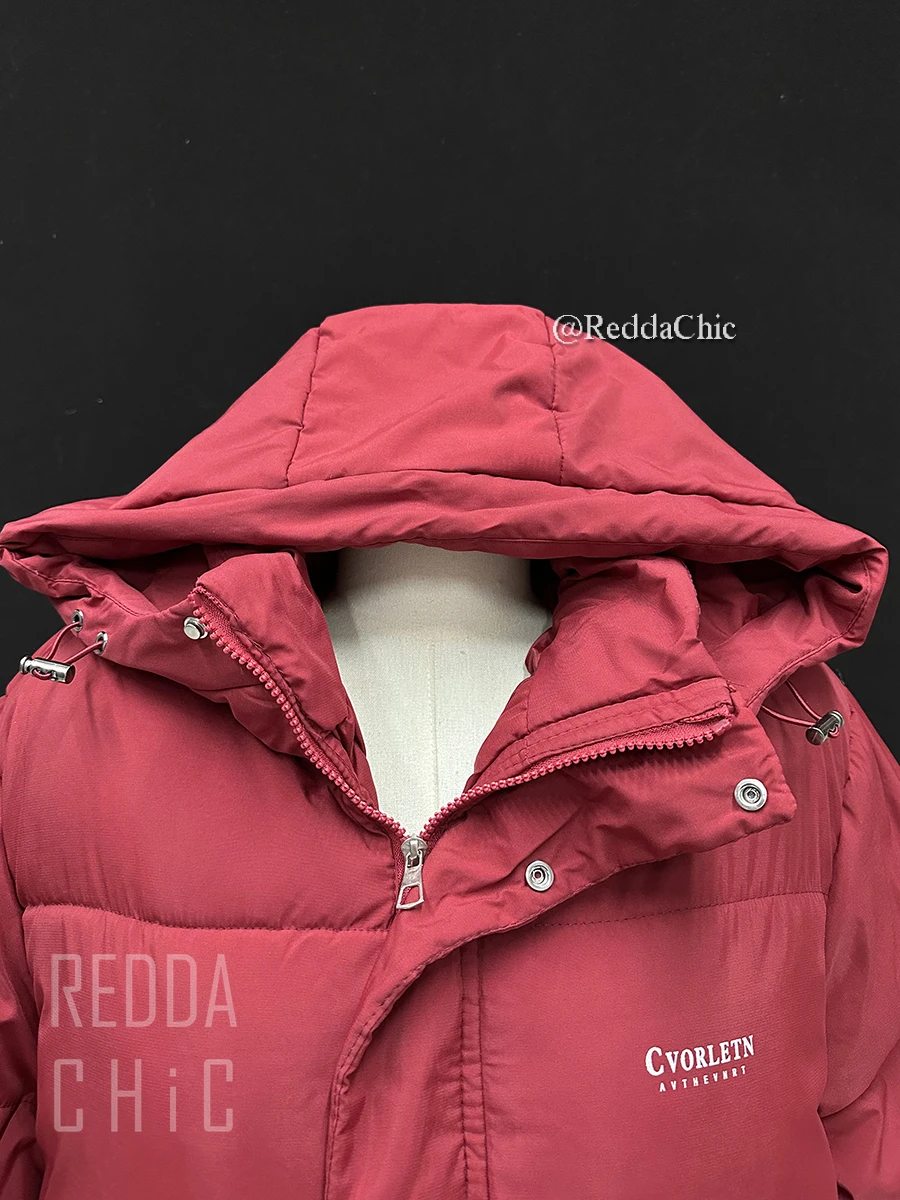 REDDACHiC المظلة مقنعين المرأة طويلة أسفل سترة واحدة الصدر طويلة الأكمام الصلبة البخاخ مبطن معطف ملابس الشتاء غير رسمية