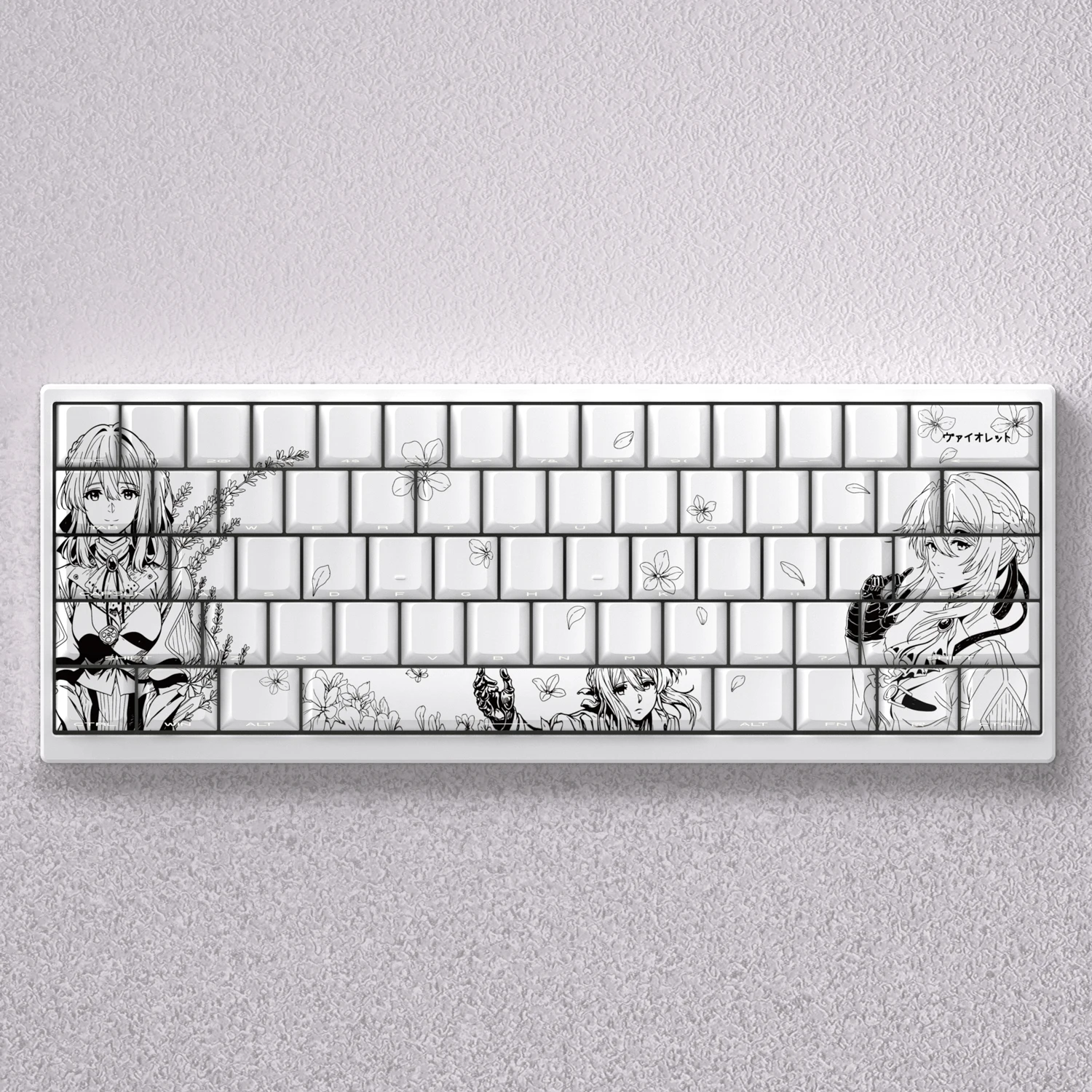 98 Key Cap Violet Evergarden Keys Cute Anime Keycaps PBT Cherry Profile Keycap Mechanical Keyboard Made68 Mad68 Wooting 60