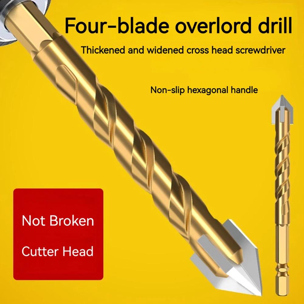 

Cross Hex Tile Drilling Glass Ceramic Cement Concrete Metal Marble Special High Hardness Four-Edged Alloy Hole Opener Drill Bit