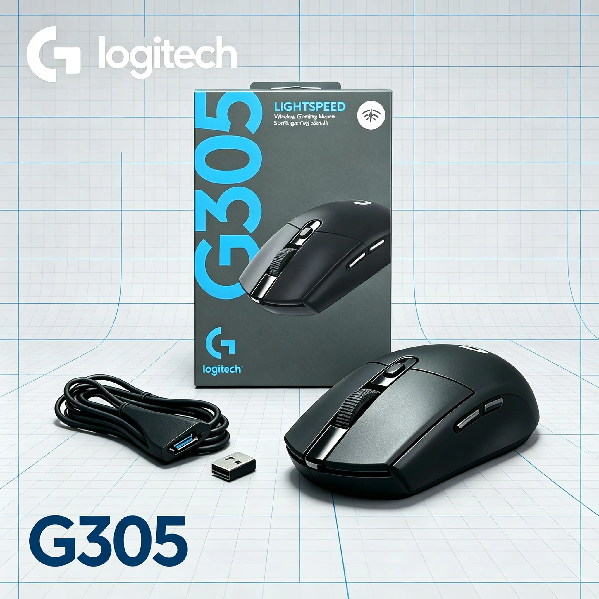 Logitech G305 2.4G Wireless Gaming Mouse Including Transfer Adapter Cable Energy‑Saving Design Mice For Long‑Time Office Work An