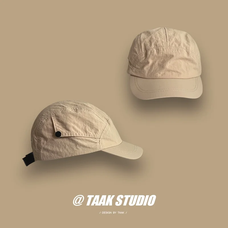 Baseball Cap with Cargo Short Brim for Men and Women, Quick-Drng Hat, Korean Sle, Street Niche, All-Match, Japan Fashion