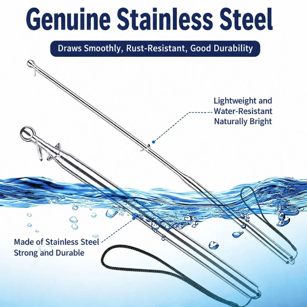 Stainless Steel Telescopic Flagpole Extendable Portable Guide Flag Pole 1/1.2/1.6/2.0/3.0m Handheld Flag Pole Outdoor Guide